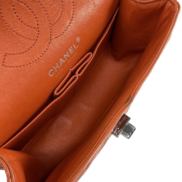 Chanel Mini Matelasse Mademoiselle Chain Double Flap Shoulder Bag Orange - Picture 10 of 16